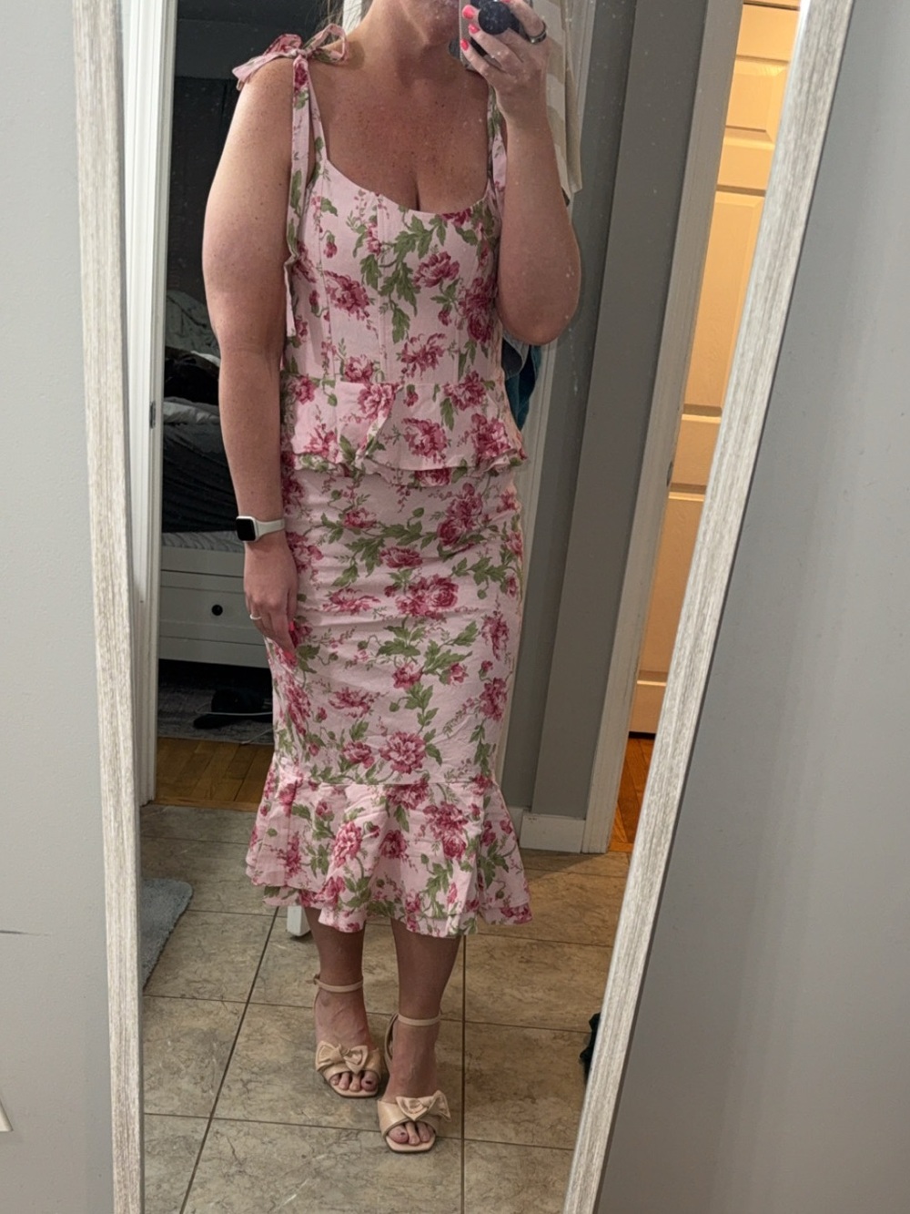 Show Me Your MuMu Pink Floral Maxi Dress with Peplum Detail - Picture 4 of 5